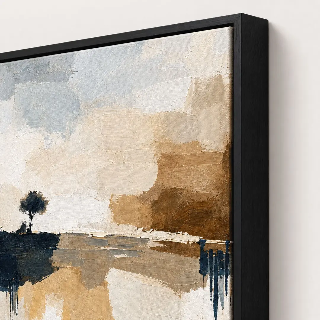 Siyah Ahşap Çerçeveli - 60x90cm Modern Soyut Manzara Üçlü Kanvas Tuval Tablo Seti - VOOV9104 2