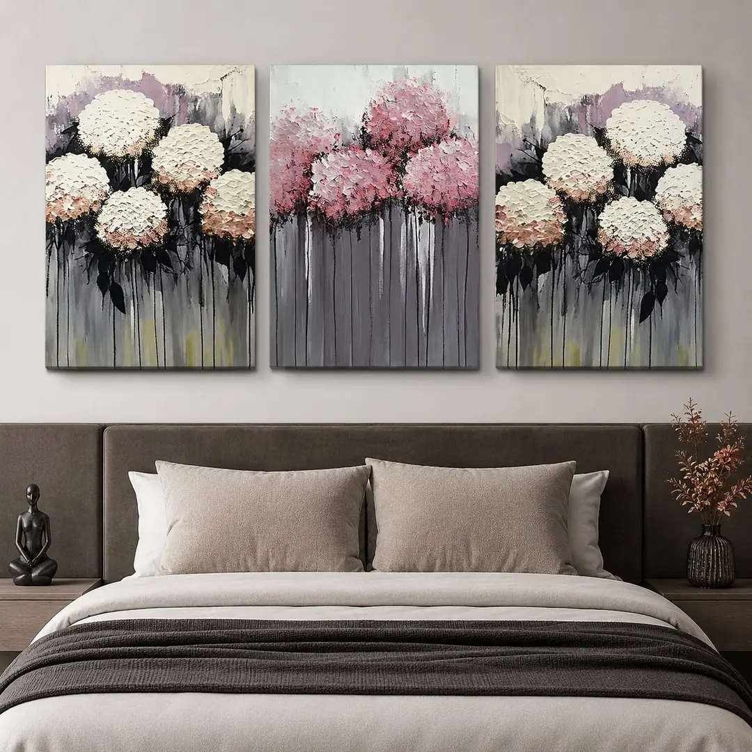 Soft Bloom Kanvas Duvar Tablosu - 3'lü Canvas Tablo Seti - VOOV4385 2