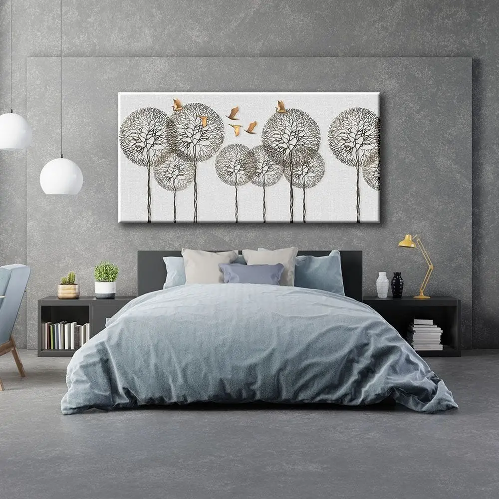 Modern Art Ağaçlar ve Kuşlar Dekoratif Kanvas Tablo - VOOV1724 3