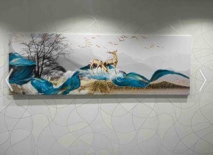 Modern Manzara ve Gold Geyikler Dekoratif Kanvas Tablo - VOOV1305 photo review