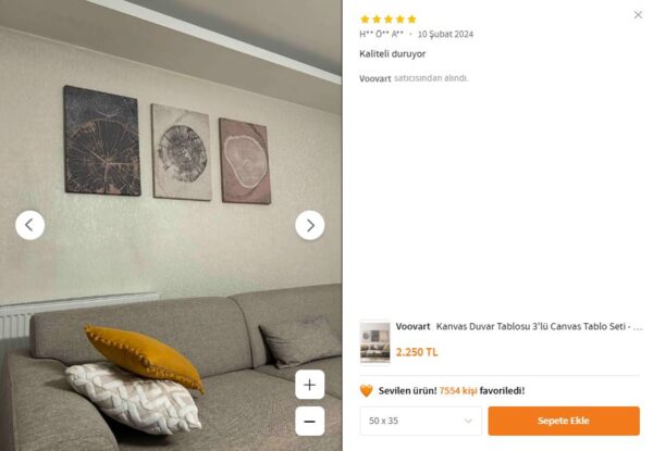 Kanvas Duvar Tablosu 3'lü Canvas Tablo Seti - VOOV4186