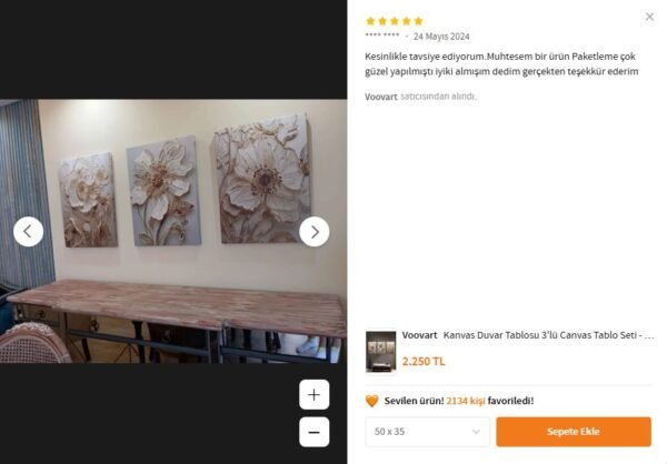 Kanvas Duvar Tablosu 3'lü Canvas Tablo Seti - VOOV4231