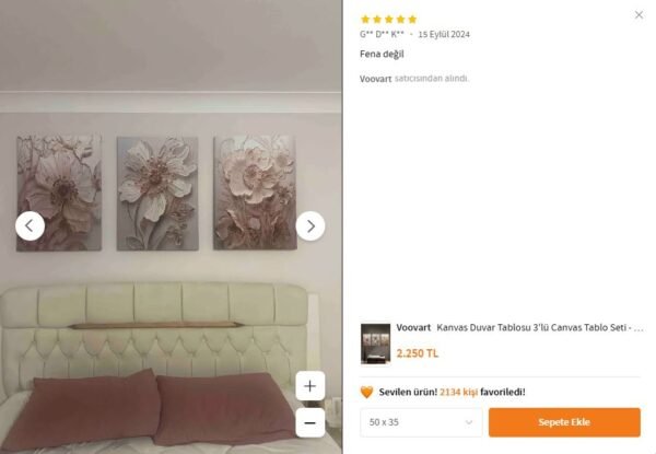 Kanvas Duvar Tablosu 3'lü Canvas Tablo Seti - VOOV4231