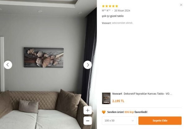 Dekoratif Yapraklar Kanvas Tablo - VOOV2590