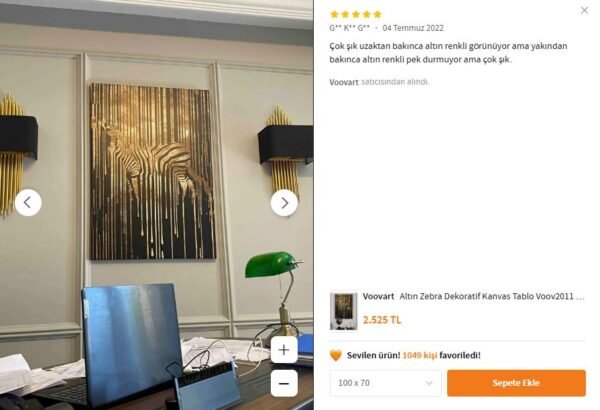 Altın Zebra Dekoratif Kanvas Tablo - VOOV2011
