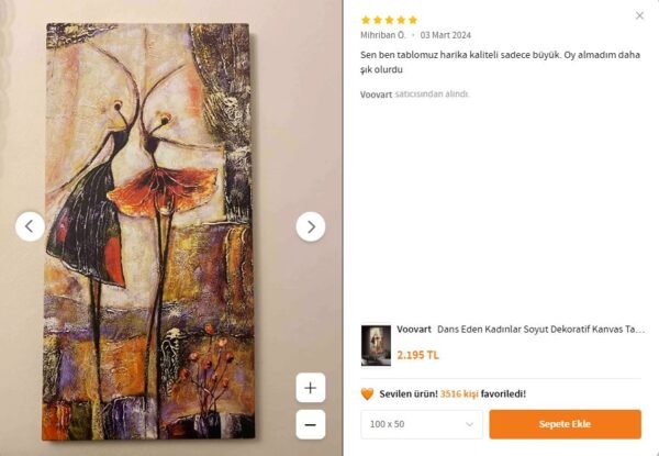 1 Dans Eden Kadınlar Soyut Dekoratif Kanvas Tablo - VOOV2110