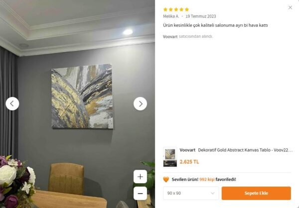 Dekoratif Gold Abstract Kanvas Tablo - VOOV2200