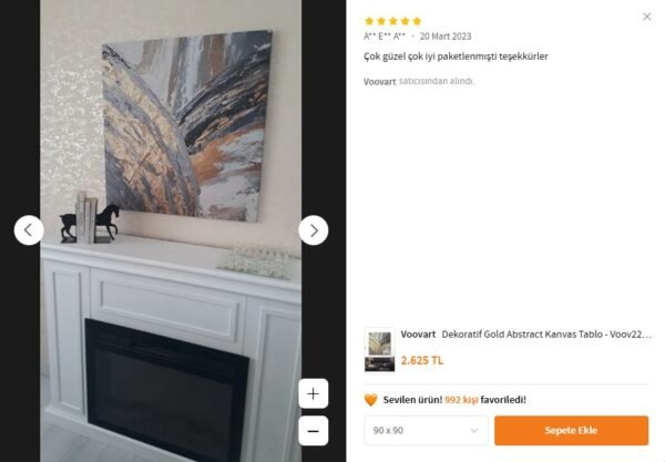 Dekoratif Gold Abstract Kanvas Tablo - VOOV2200