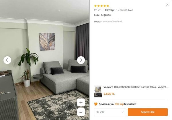 Dekoratif Gold Abstract Kanvas Tablo - VOOV2200