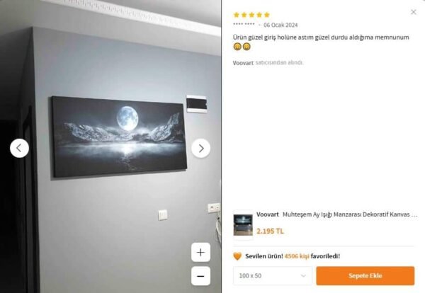 Muhteşem Ay Işığı Manzarası Dekoratif Kanvas Tablo - VOOV1648