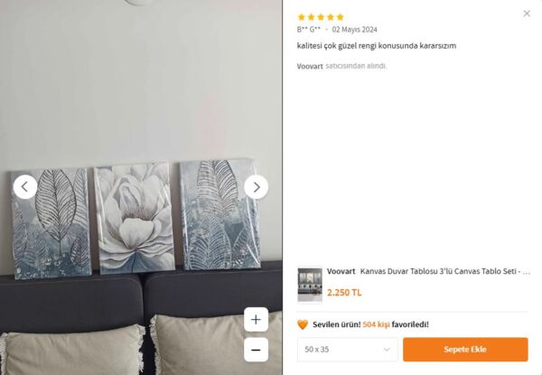 Kanvas Duvar Tablosu 3'lü Canvas Tablo Seti - VOOV4184