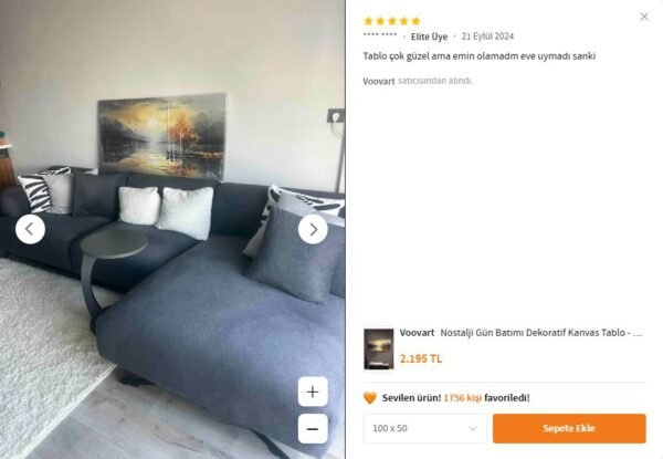 Nostalji Gün Batımı Dekoratif Kanvas Tablo - VOOV2567