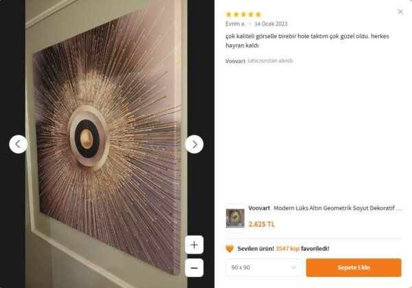 Modern Lüks Altın Geometrik Soyut Dekoratif Kanvas Tablo - VOOV1934