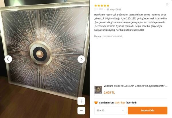 Modern Lüks Altın Geometrik Soyut Dekoratif Kanvas Tablo - VOOV1934