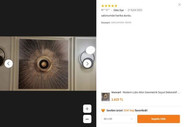 Modern Lüks Altın Geometrik Soyut Dekoratif Kanvas Tablo - VOOV1934