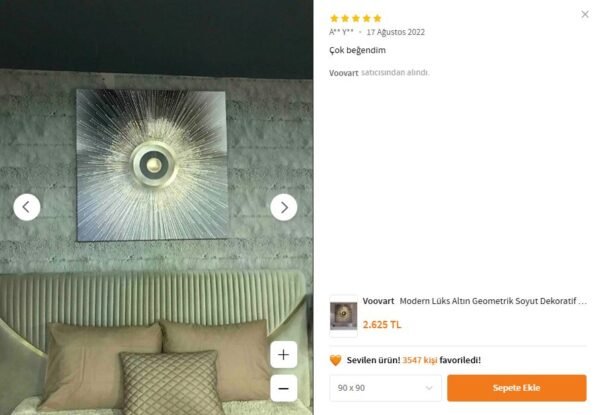 Modern Lüks Altın Geometrik Soyut Dekoratif Kanvas Tablo - VOOV1934