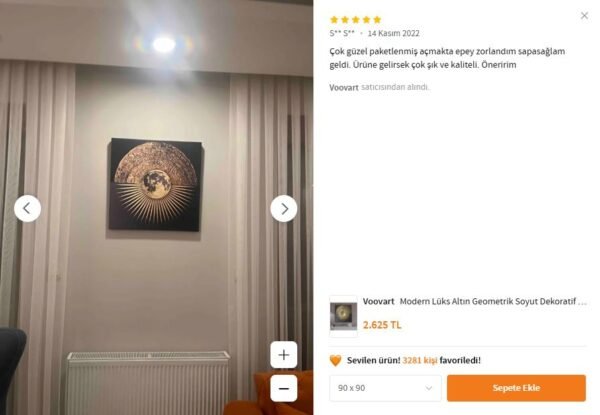 Modern Lüks Altın Geometrik Soyut Dekoratif Kanvas Tablo - VOOV1927