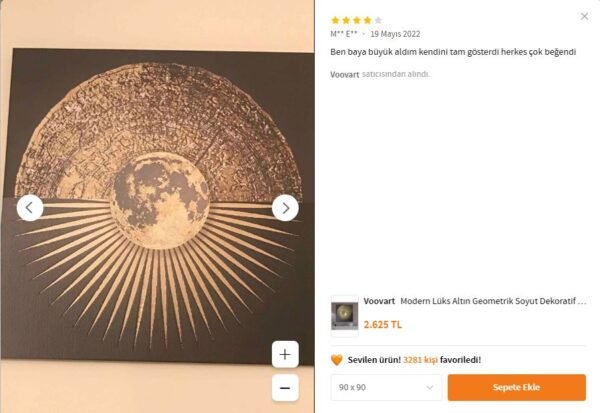 Modern Lüks Altın Geometrik Soyut Dekoratif Kanvas Tablo - VOOV1927