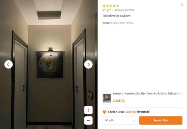 Modern Lüks Altın Geometrik Soyut Dekoratif Kanvas Tablo - VOOV1927