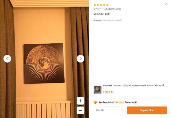 Modern Lüks Altın Geometrik Soyut Dekoratif Kanvas Tablo - VOOV1927