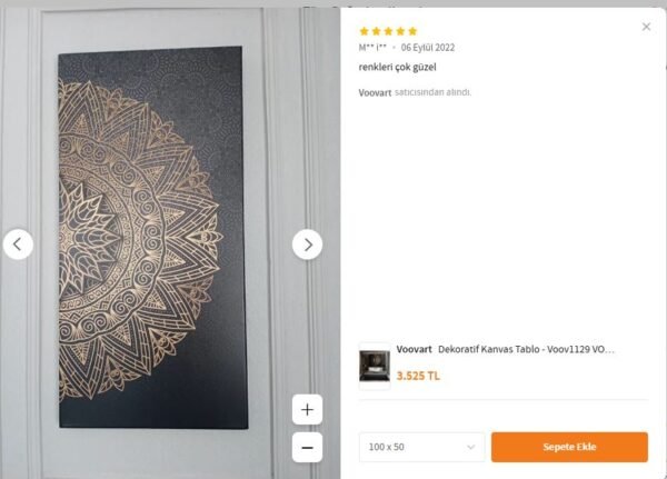 Mandala Motif Dekoratif 2'li Set Kanvas Tablo - VOOV1129