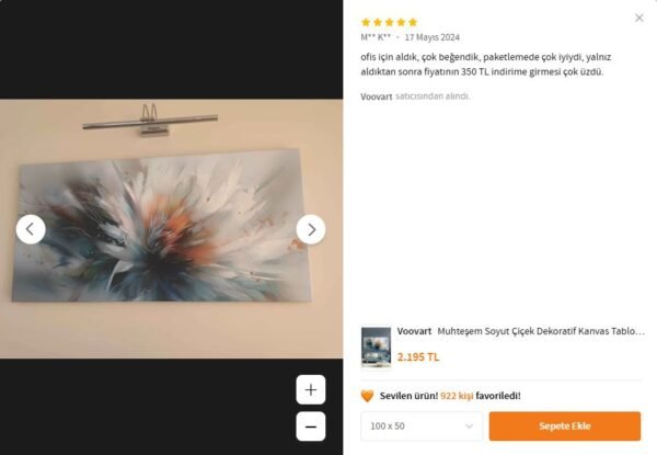 Muhteşem Soyut Çiçek Dekoratif Kanvas Tablo - VOOV2420