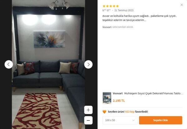 Muhteşem Soyut Çiçek Dekoratif Kanvas Tablo - VOOV2420