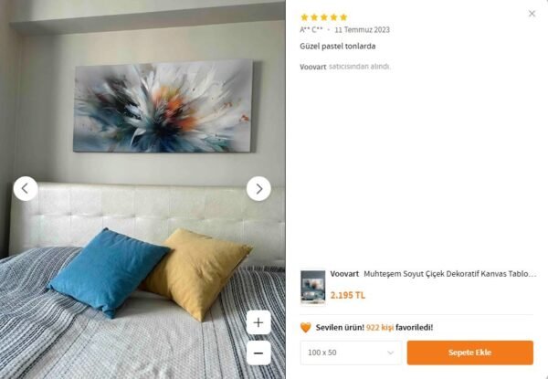 Muhteşem Soyut Çiçek Dekoratif Kanvas Tablo - VOOV2420