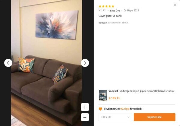 Muhteşem Soyut Çiçek Dekoratif Kanvas Tablo - VOOV2420