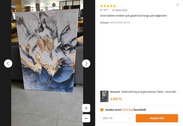 Dekoratif Soyut Çiçek Kanvas Tablo - VOOV1983