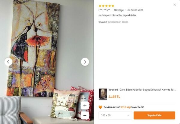 1 Dans Eden Kadınlar Soyut Dekoratif Kanvas Tablo - VOOV2110