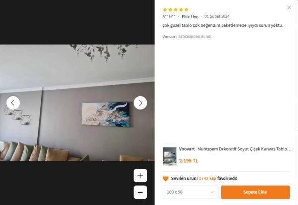 Muhteşem Dekoratif Soyut Çiçek Kanvas Tablo - VOOV2437