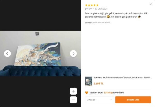 Muhteşem Dekoratif Soyut Çiçek Kanvas Tablo - VOOV2437