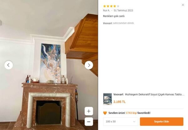 Muhteşem Dekoratif Soyut Çiçek Kanvas Tablo - VOOV2437