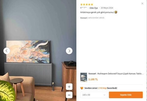 Muhteşem Dekoratif Soyut Çiçek Kanvas Tablo - VOOV2437