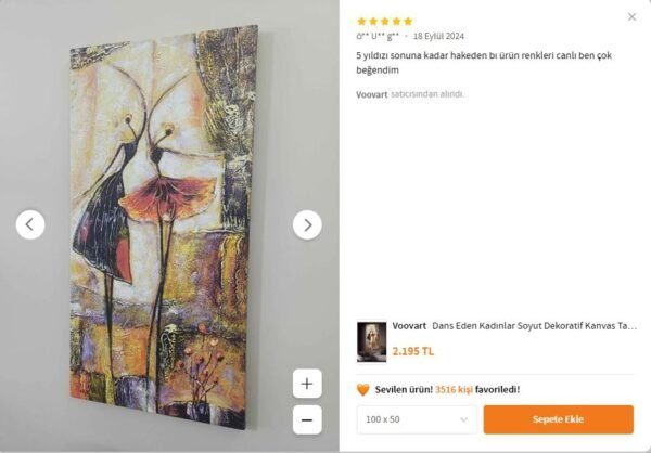 1 Dans Eden Kadınlar Soyut Dekoratif Kanvas Tablo - VOOV2110