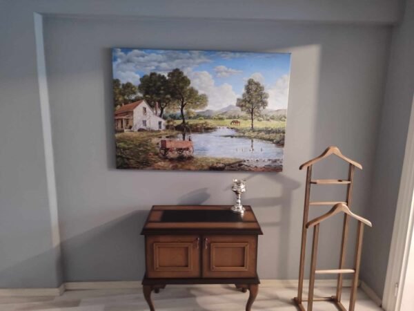 Yağlı Boya Görünümlü Dekoratif Köy Manzara Kanvas Tablo - VOOV2082