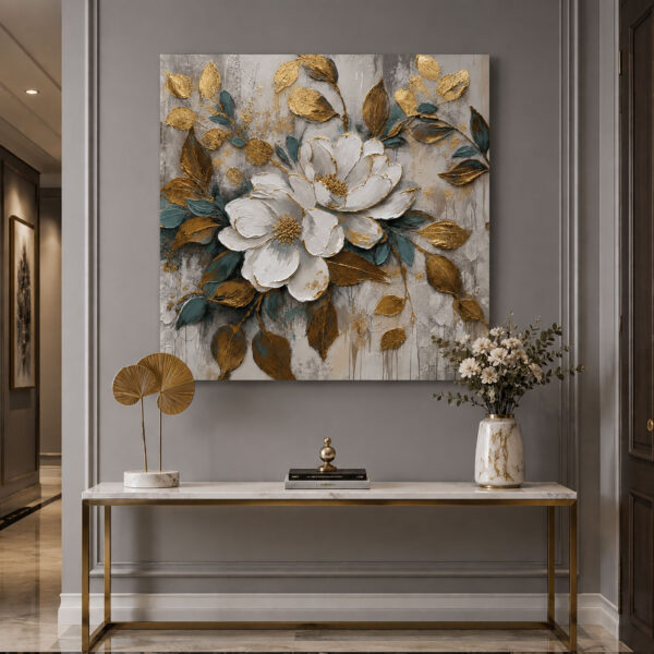 Golden Magnolia Dekoratif Kanvas Tablo - VOOV1447