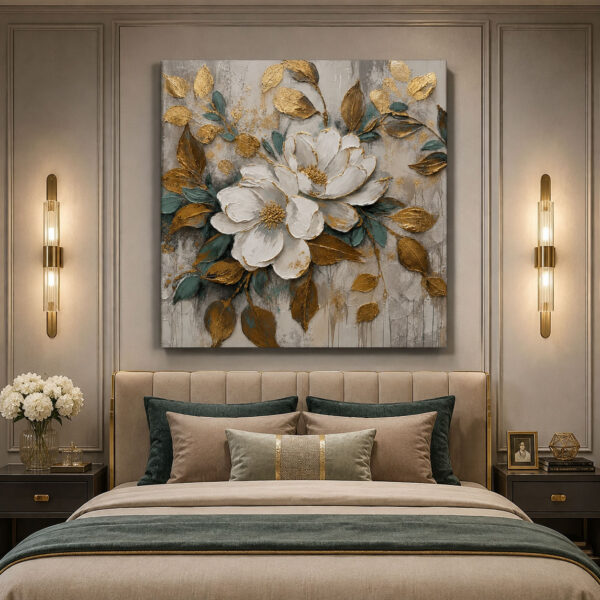 Golden Magnolia Dekoratif Kanvas Tablo - VOOV1447