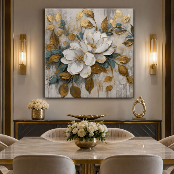 Golden Magnolia Dekoratif Kanvas Tablo - VOOV1447