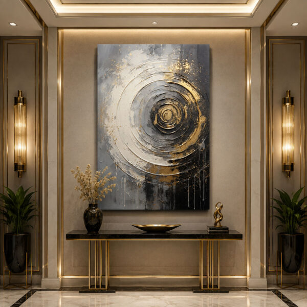 Golden Orbit Dekoratif Kanvas Tablo - VOOV1949
