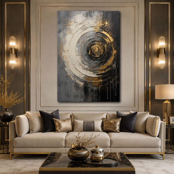 Golden Orbit Dekoratif Kanvas Tablo - VOOV1949