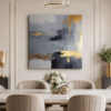 Blue-Gold Abstract Art Dekoratif Kanvas Tablo - VOOV2721