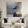 Blue-Gold Abstract Art Dekoratif Kanvas Tablo - VOOV2721