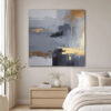 Blue-Gold Abstract Art Dekoratif Kanvas Tablo - VOOV2721