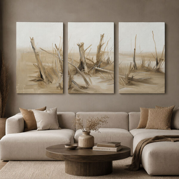 Bozkırın Sessizliği Kanvas Duvar Tablosu - 3'lü Canvas Tablo Seti - VOOV4121