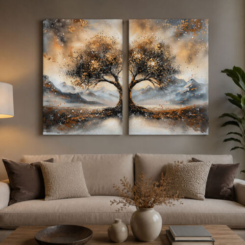 Asırlık Çınar Kanvas Duvar Tablosu - 2'li Canvas Tablo Seti - VOOV4137