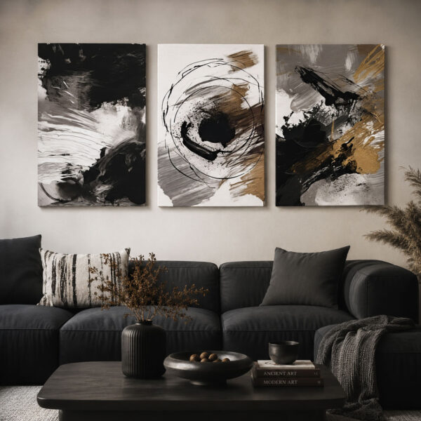 Sonsuz Döngü Kanvas Duvar Tablosu - 3'lü Canvas Tablo Seti - VOOV4198