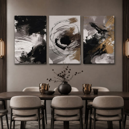 Sonsuz Döngü Kanvas Duvar Tablosu - 3'lü Canvas Tablo Seti - VOOV4198