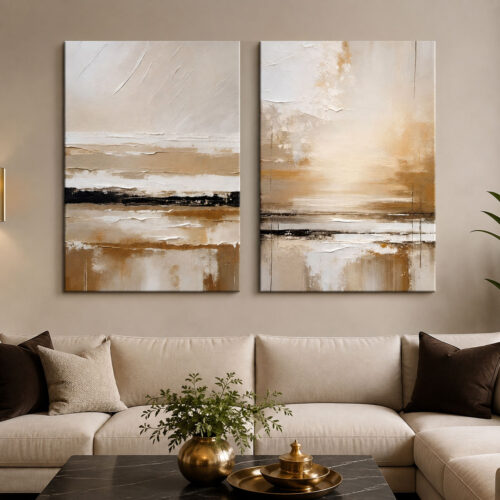 Kum Rüyası Kanvas Duvar Tablosu - 2'li Canvas Tablo Seti - VOOV4234
